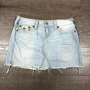 True Religion Mini Skirt Women's 31 Blue Denim Beach Chic Streetwear Outdoor USA